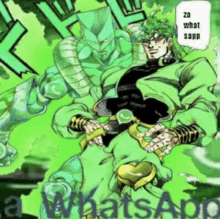 dio from jojo 's bizarre adventure is holding a whatsapp app