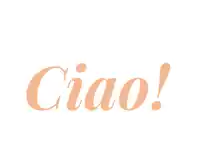 a white background with the word ciao in orange