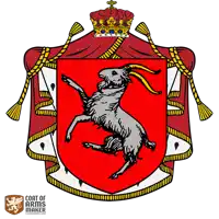 coat of arms with a goat on its hind legs and a crown