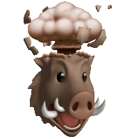 a cartoon of a boar with a mushroom coming out of it 's head