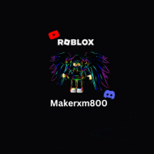 a roblox logo with makerxm800 written on the bottom