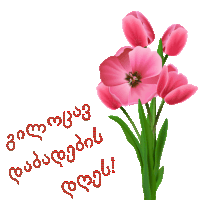 a bunch of pink flowers with green leaves and the words " congratulations " in red letters