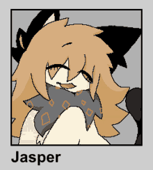 a pixel art drawing of a cat with the name jasper