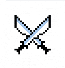 two crossed swords in a pixel art style on a white background