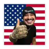 a man wearing a beanie that says blizzard giving a thumbs up in front of an american flag