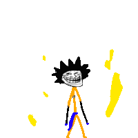 a drawing of a troll with a yellow background