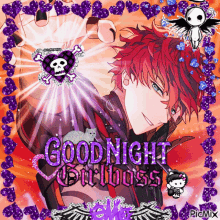 a picture of a boy with red hair and a skull and crossbones says goodnight