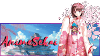 a girl in a pink kimono stands in front of a castle with the words animesekai copyright