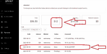 a screenshot of a referral balance page with a red arrow pointing to it