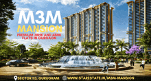 an advertisement for m3m mansion premium 3bhk and 4bhk flats