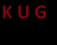 a black background with the word kug in red letters