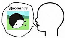 a person is kissing a hedgehog in a speech bubble with the words goober 3 on it .