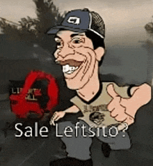 a cartoon of a man giving a thumbs up with the words sale leftsno