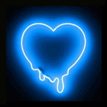 a neon sign in the shape of a dripping heart on a dark background .