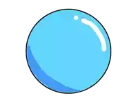 a cartoon drawing of a blue circle with a white outline on a white background