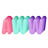 the word aww is written in different colors