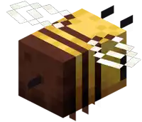 a minecraft bee with brown and yellow stripes on it 's body