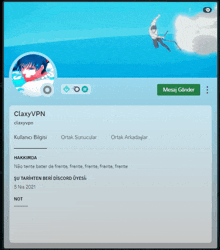 a screenshot of a person 's profile with the name claxyvpn on it