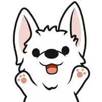 a cartoon drawing of a white dog with its tongue hanging out