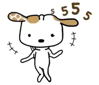 a cartoon drawing of a dog with the numbers 55 on its ears