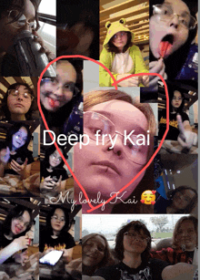 a collage of photos with the words deep fry kai in the center