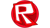 a red circle with a white letter r inside