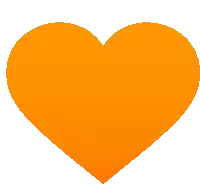 an orange heart on a white background with a shadow