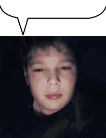 a boy with a speech bubble above his head that says ' i 'm sorry '