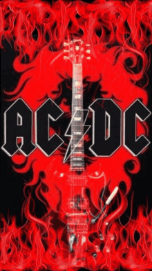 a picture of a guitar with ac dc written on it