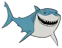 a cartoon drawing of a shark with big teeth