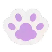 a purple paw print on a white background