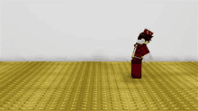 a minecraft character is standing on a yellow tile floor in a room .