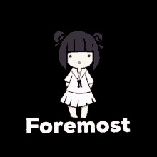 a black background with a girl and the word foremost on it