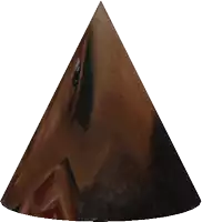 a brown cone with a white background is a pyramid