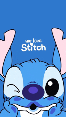 a picture of stitch with the words we love stitch