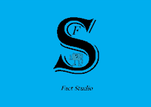 a blue background with the letter s and the word fact studio