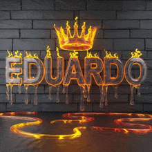 the name eduardo is written in flames and has a crown on top