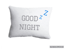 a white pillow with the words good night printed on it