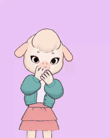 a cartoon drawing of a pig covering her mouth