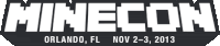 a logo for a video game called minecon in orlando florida