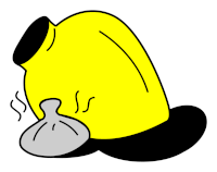 a cartoon drawing of a yellow object with smoke coming out of its mouth