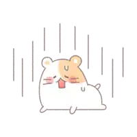 a cartoon of a hamster with its tongue out and a shocked look on its face .