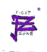 a drawing of a purple letter f and the words fight zone