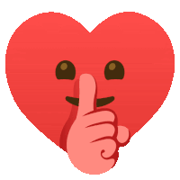 a red heart with a face and a hand behind it