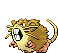 a pixel art drawing of a rat with its mouth open and a long tail .