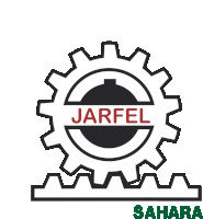 a logo for jarfel sahara has a gear on it