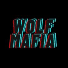 a wolf mafia logo with red and blue letters