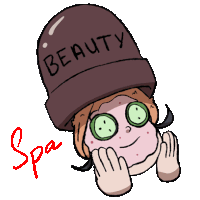 a cartoon of a girl wearing a beauty hat