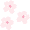 three pink flowers with a pink star in the middle on a white background .