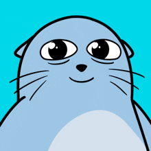 a cartoon illustration of a seal with big eyes